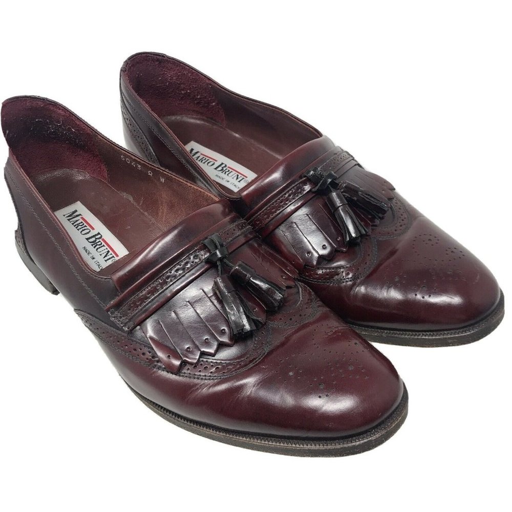 Mario Bruni 8.5 W Italian Maroon Oxford Wingtip